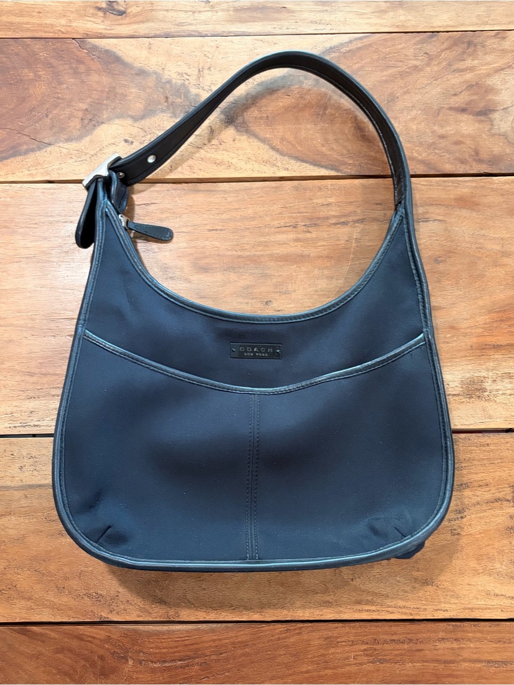 Vintage Coach Neoprene & Leather Ergo Pocket Zip Shoulder Bag in Black